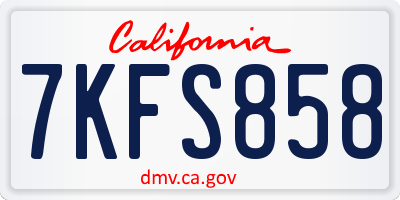 CA license plate 7KFS858