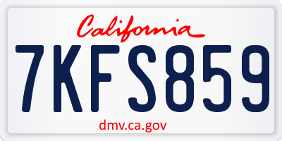 CA license plate 7KFS859
