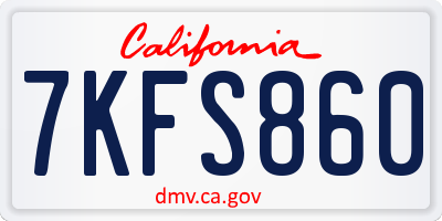 CA license plate 7KFS860