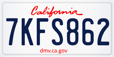 CA license plate 7KFS862