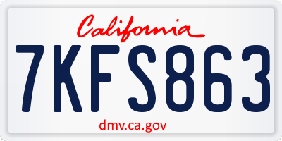 CA license plate 7KFS863