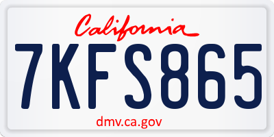 CA license plate 7KFS865
