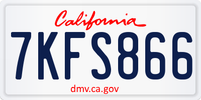 CA license plate 7KFS866