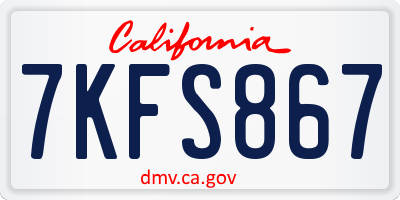CA license plate 7KFS867