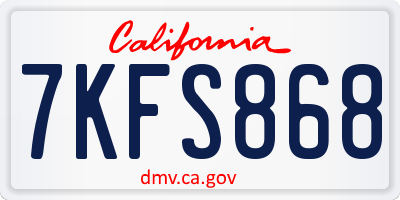 CA license plate 7KFS868