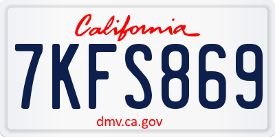 CA license plate 7KFS869