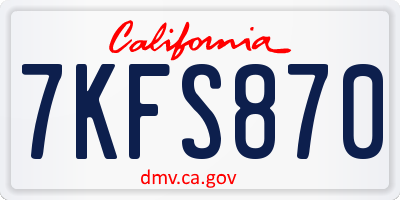 CA license plate 7KFS870