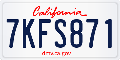 CA license plate 7KFS871