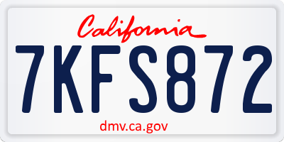 CA license plate 7KFS872