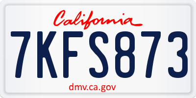 CA license plate 7KFS873
