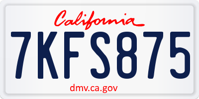 CA license plate 7KFS875