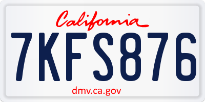 CA license plate 7KFS876