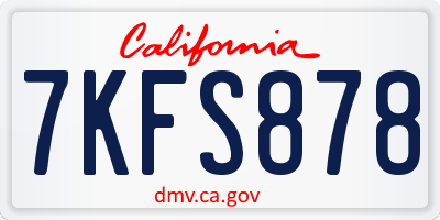 CA license plate 7KFS878