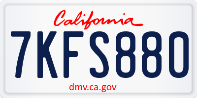 CA license plate 7KFS880