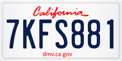 CA license plate 7KFS881
