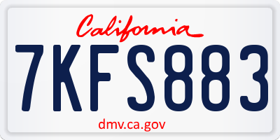 CA license plate 7KFS883