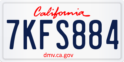CA license plate 7KFS884