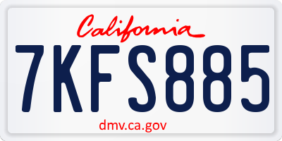 CA license plate 7KFS885