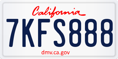 CA license plate 7KFS888
