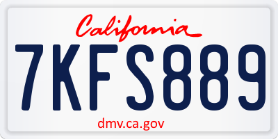 CA license plate 7KFS889