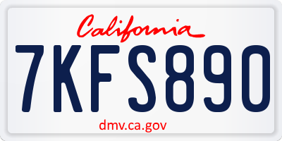 CA license plate 7KFS890