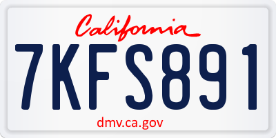 CA license plate 7KFS891