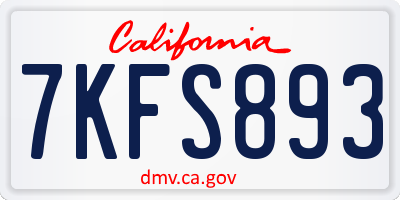 CA license plate 7KFS893