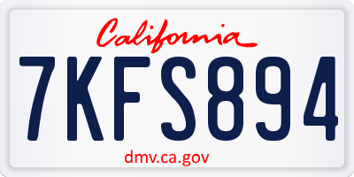 CA license plate 7KFS894