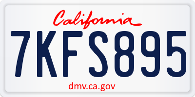 CA license plate 7KFS895