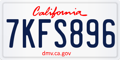 CA license plate 7KFS896