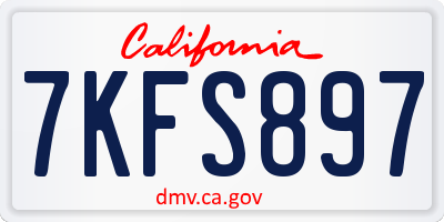 CA license plate 7KFS897