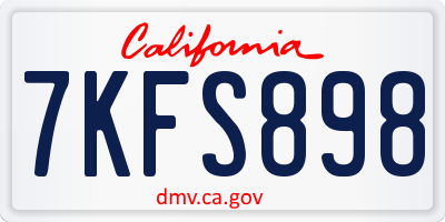 CA license plate 7KFS898