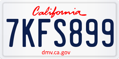 CA license plate 7KFS899