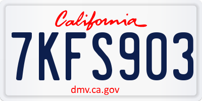 CA license plate 7KFS903