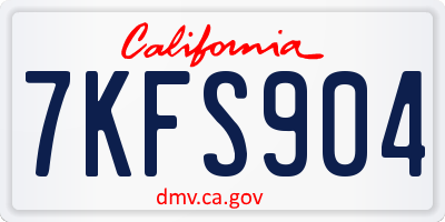 CA license plate 7KFS904