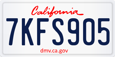 CA license plate 7KFS905