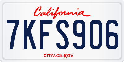 CA license plate 7KFS906
