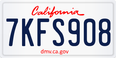 CA license plate 7KFS908