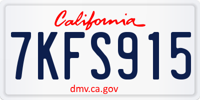 CA license plate 7KFS915