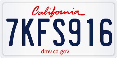 CA license plate 7KFS916