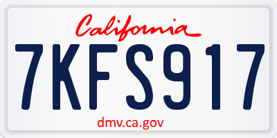 CA license plate 7KFS917