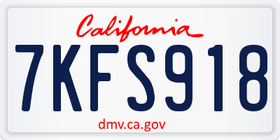 CA license plate 7KFS918