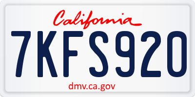 CA license plate 7KFS920