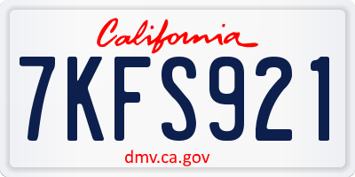 CA license plate 7KFS921