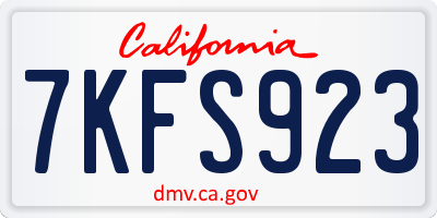 CA license plate 7KFS923