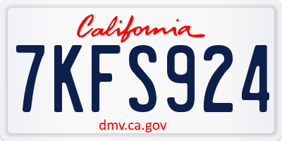 CA license plate 7KFS924