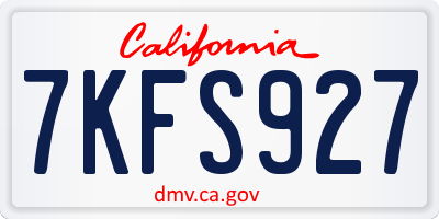 CA license plate 7KFS927