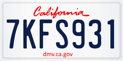CA license plate 7KFS931