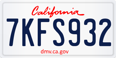 CA license plate 7KFS932