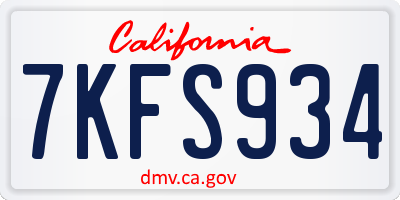 CA license plate 7KFS934